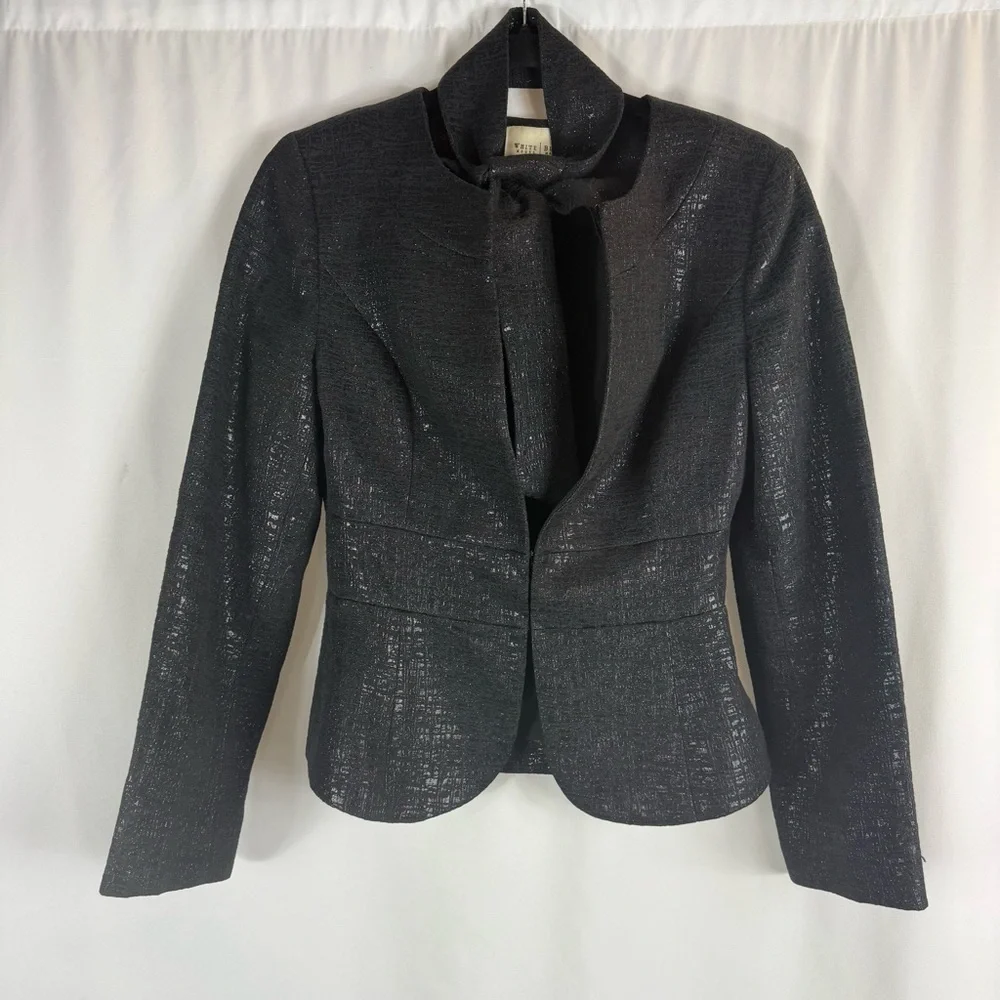 White House Black Market Metallic Black Blazer size:2
